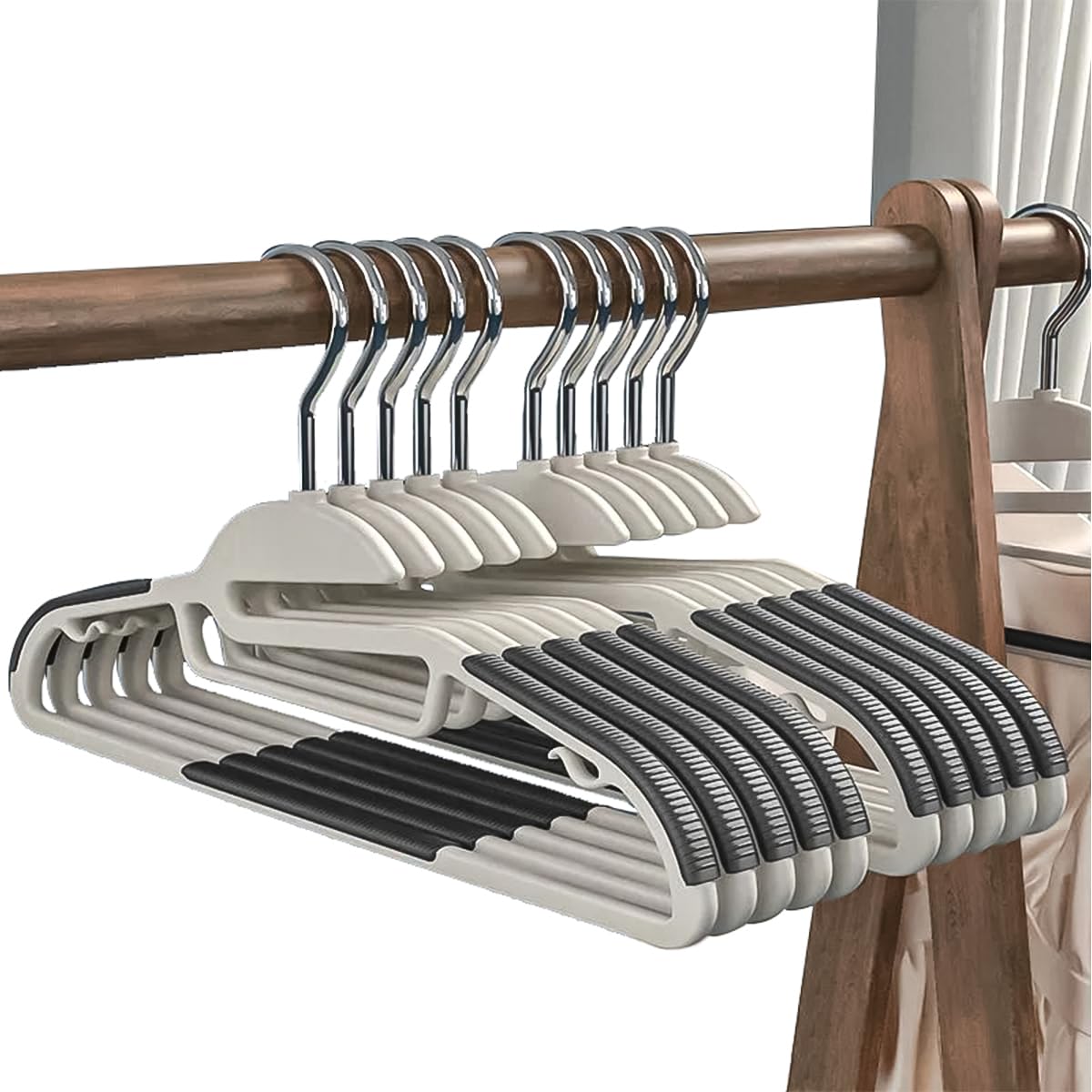 HASTHIP 10pcs Plastic Clothes Hangers Dry Wet Hangers Space Saving Clothes Hangers, Durable Clothes Hangers with Non-Slip Pads, Clothes Hanger for Bedroom Closet Wardrobe for Shirts, Pants, Scarves HASTHIP 10pcs Plastic Clothes Hangers Dry Wet Hangers Space Saving Clothes Hangers, Durable Clothes Hangers with Non-Slip Pads, Clothes Hanger for Bedroom Closet Wardrobe for Shirts, Pants, Scarves